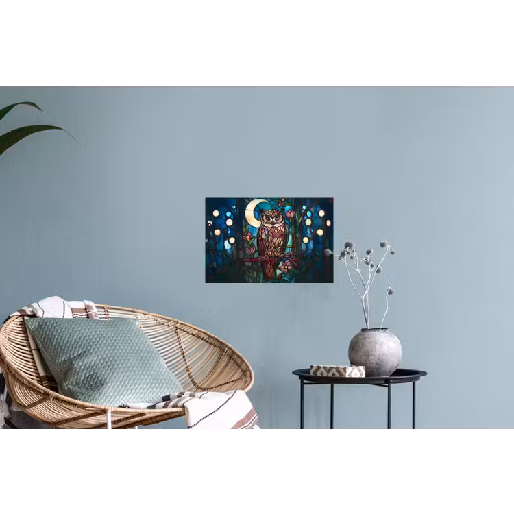 Uil - Mozaïek - Maan - Nacht Muursticker klein -plant
