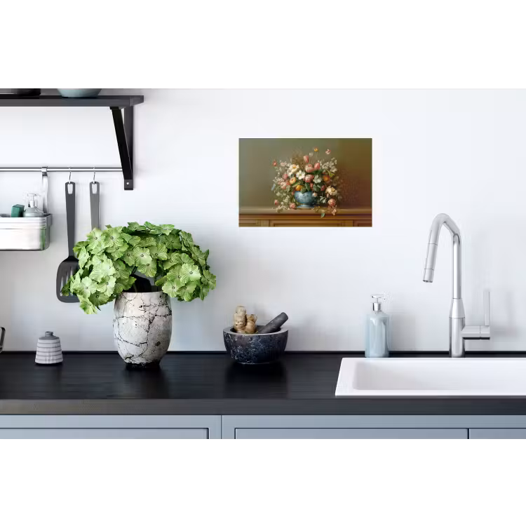 Vaas - Pastel - Kleuren - Bloemen Muursticker klein -keuken