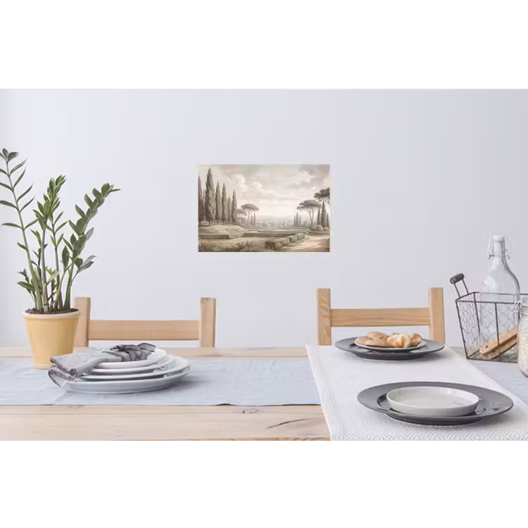 Vallei - Tuin - Natuur - Groen Muursticker klein -eettafel