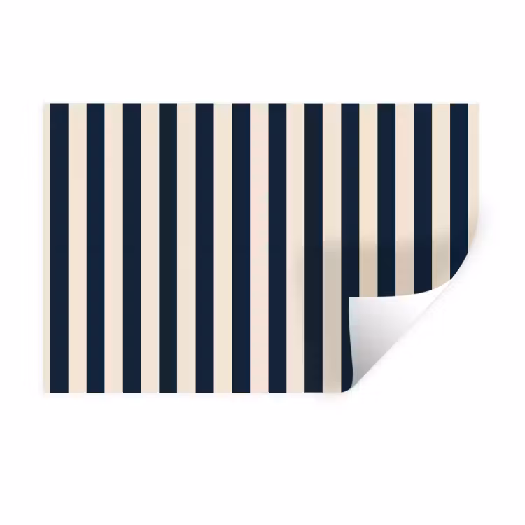 Verticale strepen - Blauw - Crème Muursticker klein 286 -3d