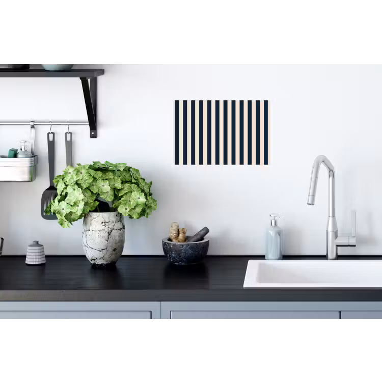 Verticale strepen - Blauw - Crème Muursticker klein 286 -keuken