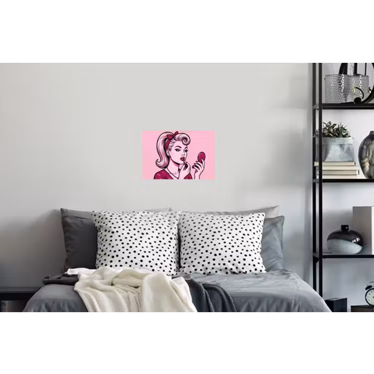 Vintage - Vrouw - Roze Muursticker klein -slaapkamer