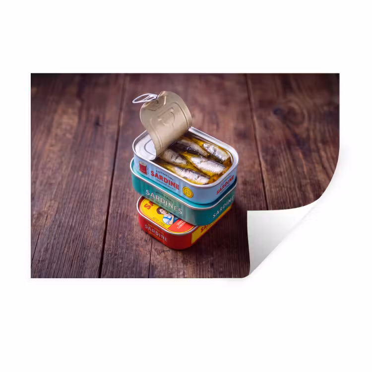 Muursticker - Vis - Blikjes - Keuken - Vis - Blikjes - Keuken Muursticker klein