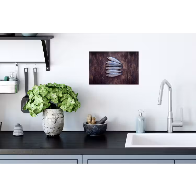 Muursticker - Vis - Hout - Eten - Vis - Hout - Eten Muursticker klein