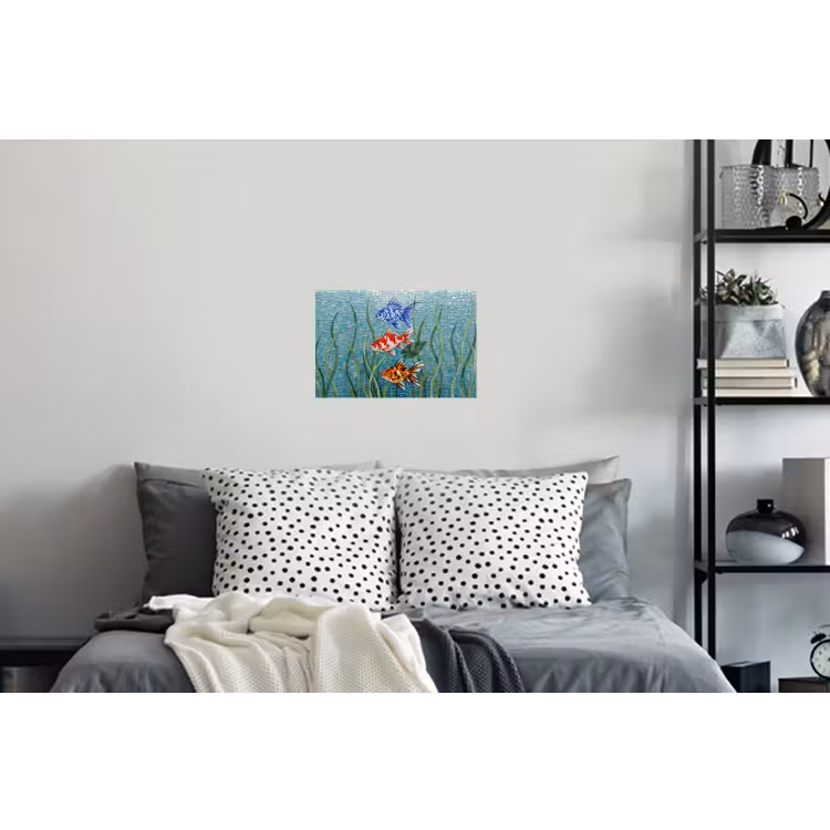 Vis - Mozaïek - Onderwater - Kleurrijk - Dieren Muursticker klein -slaapkamer