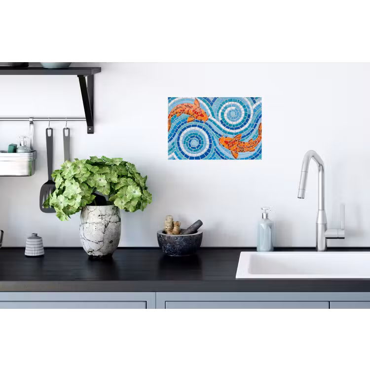Vis - Mozaïek - Water - Decoratief - Blauw Muursticker klein -keuken
