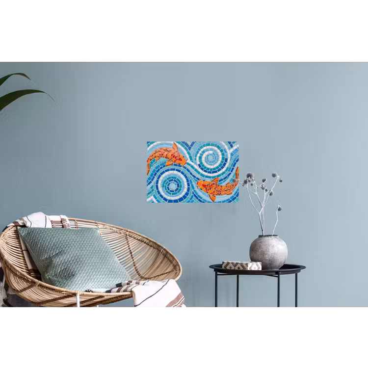 Vis - Mozaïek - Water - Decoratief - Blauw Muursticker klein -plant