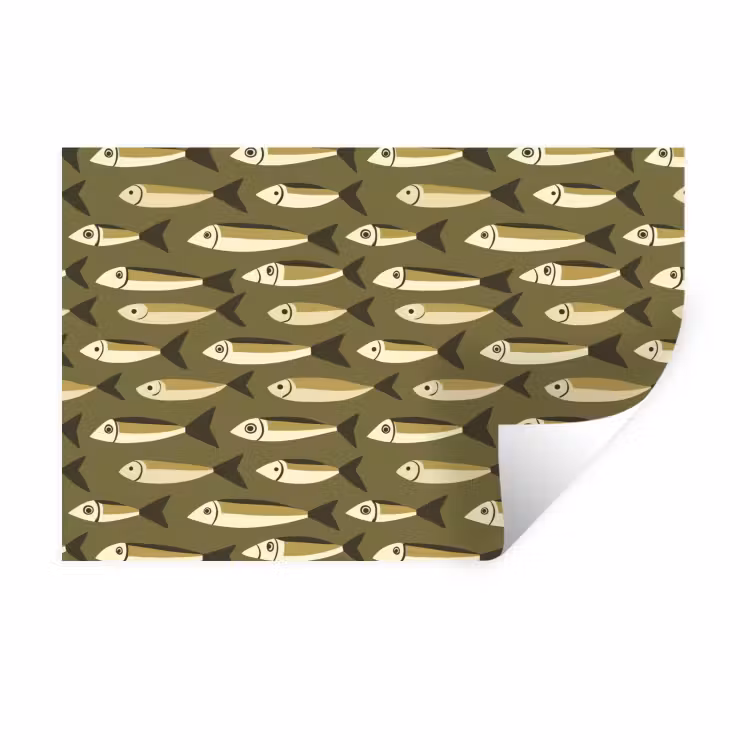 Vis - Patroon - Groen Muursticker klein 286 -3d