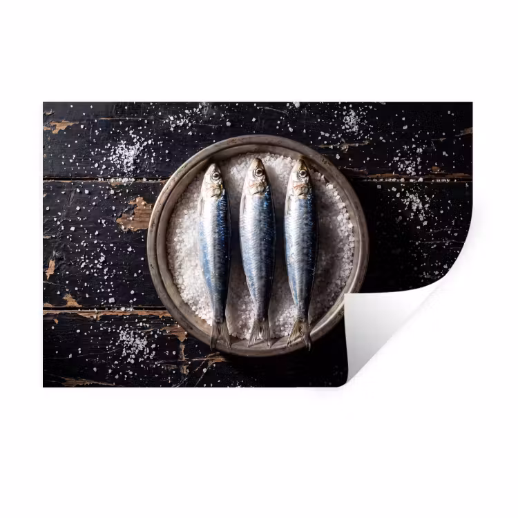 Muursticker - Vis - Zout - Eten - Vis - Zout - Eten Muursticker klein