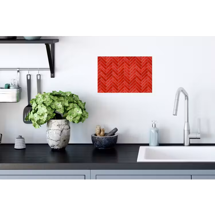 Visgraat - Tegel - Rood Muursticker klein 286 -keuken