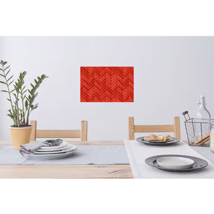 Visgraat - Tegel - Rood Muursticker klein 286 -eettafel