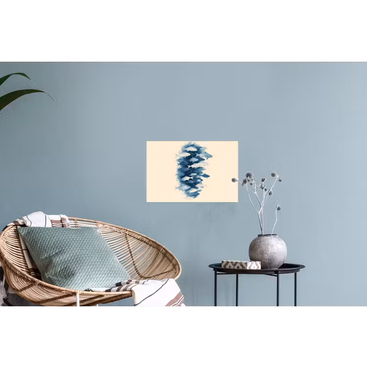 Vissen - Minimalistisch - Blauw Muursticker klein -plant