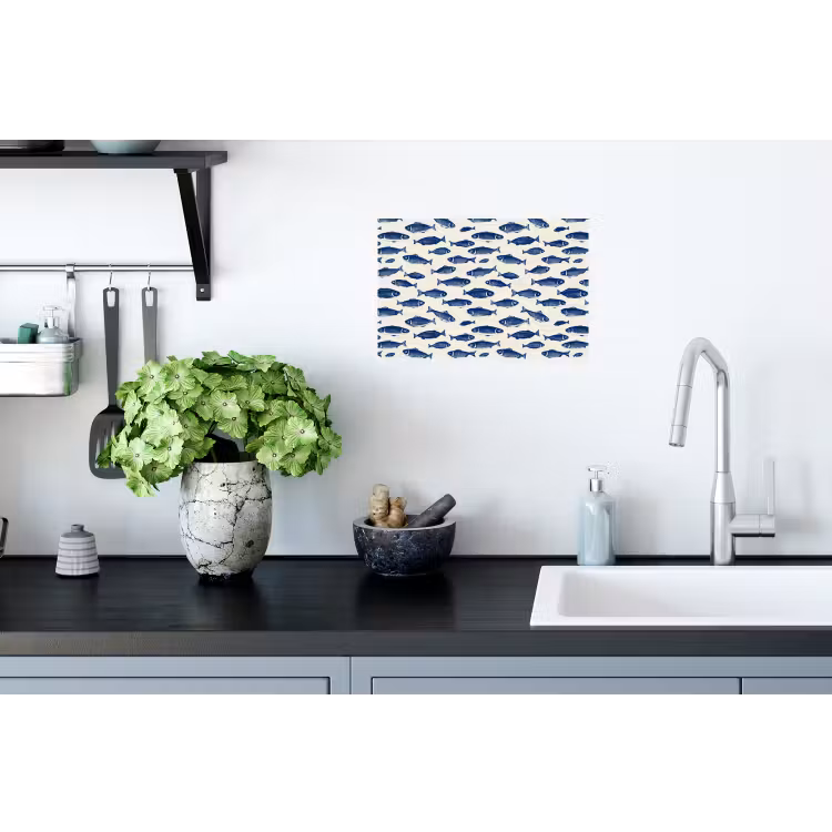 Vissen - Patroon - Blauw - Wit Muursticker klein 286 -keuken