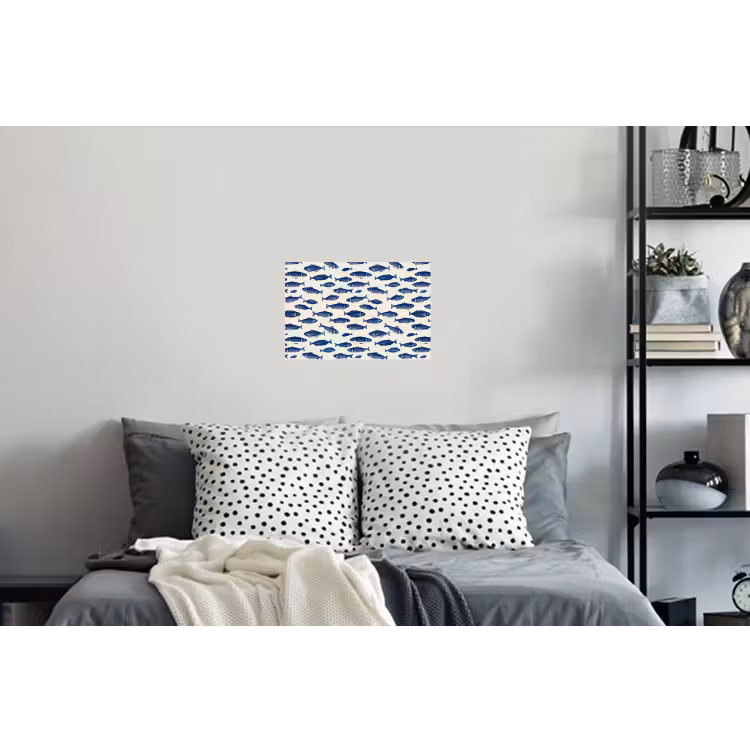 Vissen - Patroon - Blauw - Wit Muursticker klein 286 -slaapkamer
