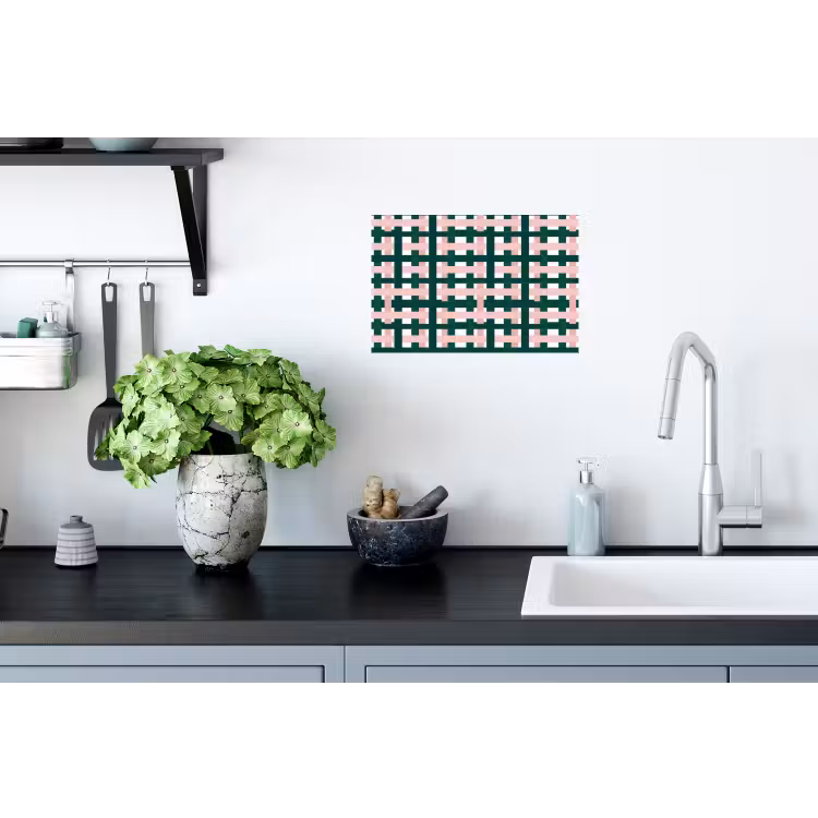Vlechtpatroon - Groen - Roze - Grafisch Muursticker klein 286 -keuken