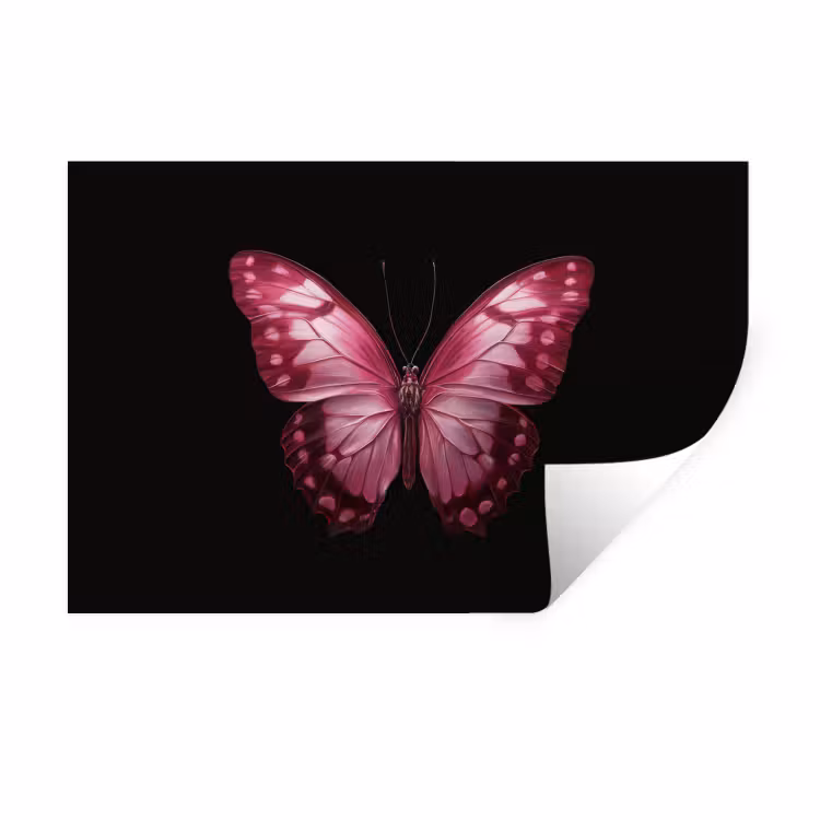 Vlinder - Fuchsia - Grafisch Muursticker klein -3d