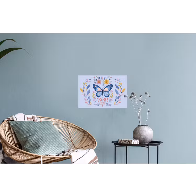 Vlinder - Lichtblauw - Sierlijk - Bloemen Muursticker klein -plant