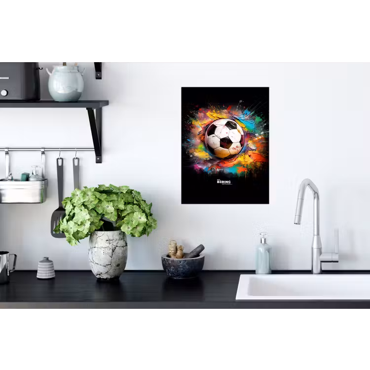 Voetbal omringd door verfklodders Muursticker klein -keuken