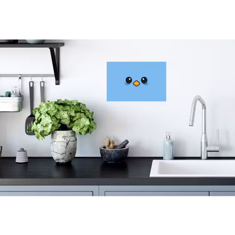 Vogel - Blauw - Eenvoudig Muursticker klein -keuken
