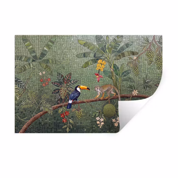 Vogel - Dier - Jungle - Mozaïek - Natuur Muursticker klein -3d