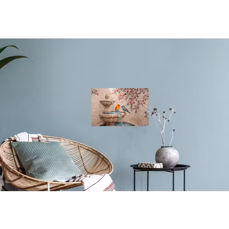 Vogel - fontein - mozaiek - kleurrijk - dieren Muursticker klein -plant