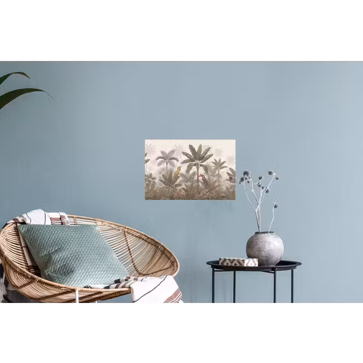 Vogel - Jungle - Tropisch - Illustratie - Groen Muursticker klein -plant