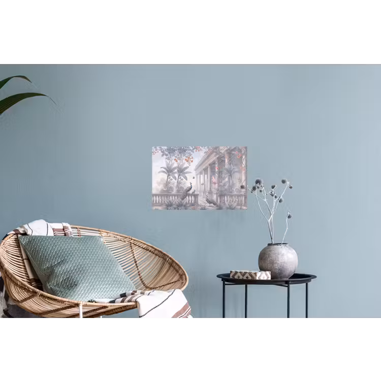 Vogel - Pauw - Architectuur - Klassiek - Groen Muursticker klein -plant