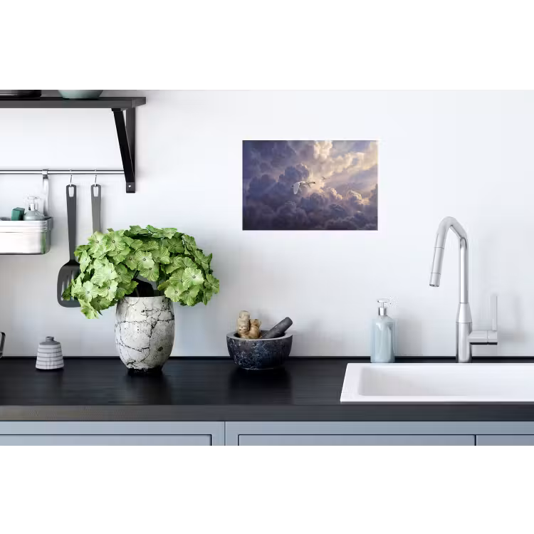 Vogel - Vliegend - Natuur - Wit - Wolken Muursticker klein -keuken