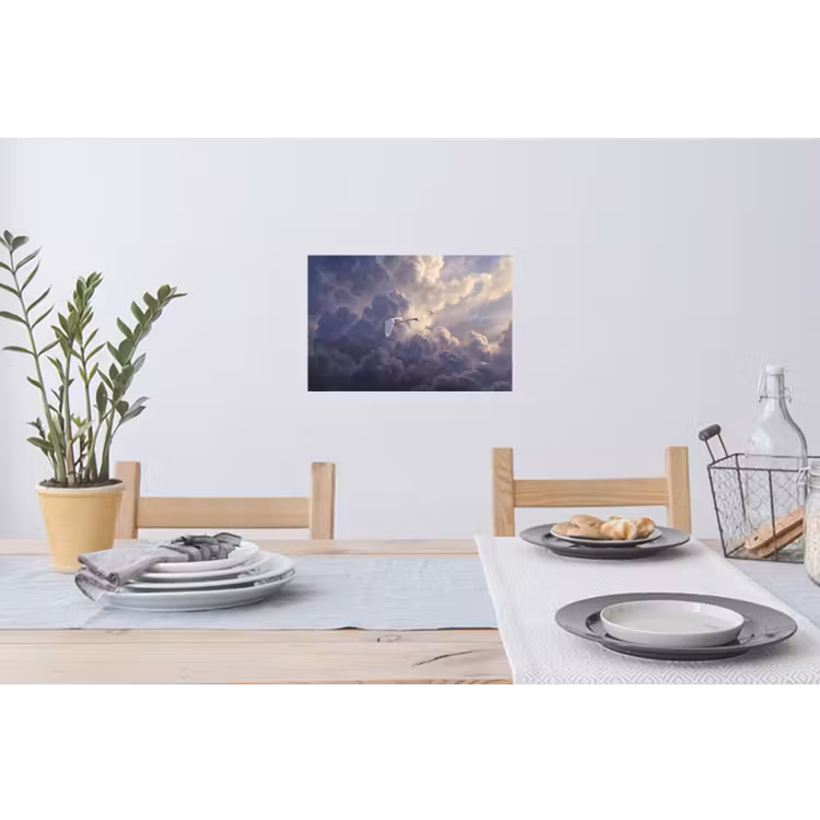 Vogel - Vliegend - Natuur - Wit - Wolken Muursticker klein -eettafel