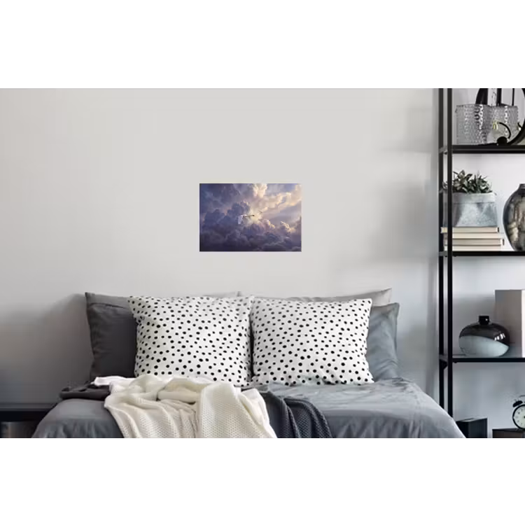Vogel - Vliegend - Natuur - Wit - Wolken Muursticker klein -slaapkamer
