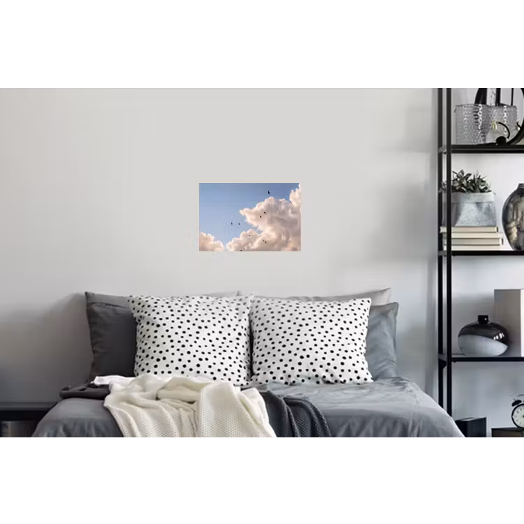 Vogel - Vlucht - Wolken - Natuur - Blauw Muursticker klein -slaapkamer