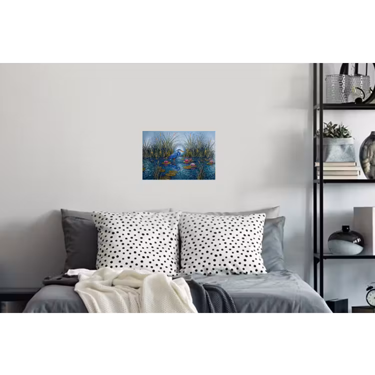 Vogel - Water - Natuur - Abstract - Blauw Muursticker klein -slaapkamer