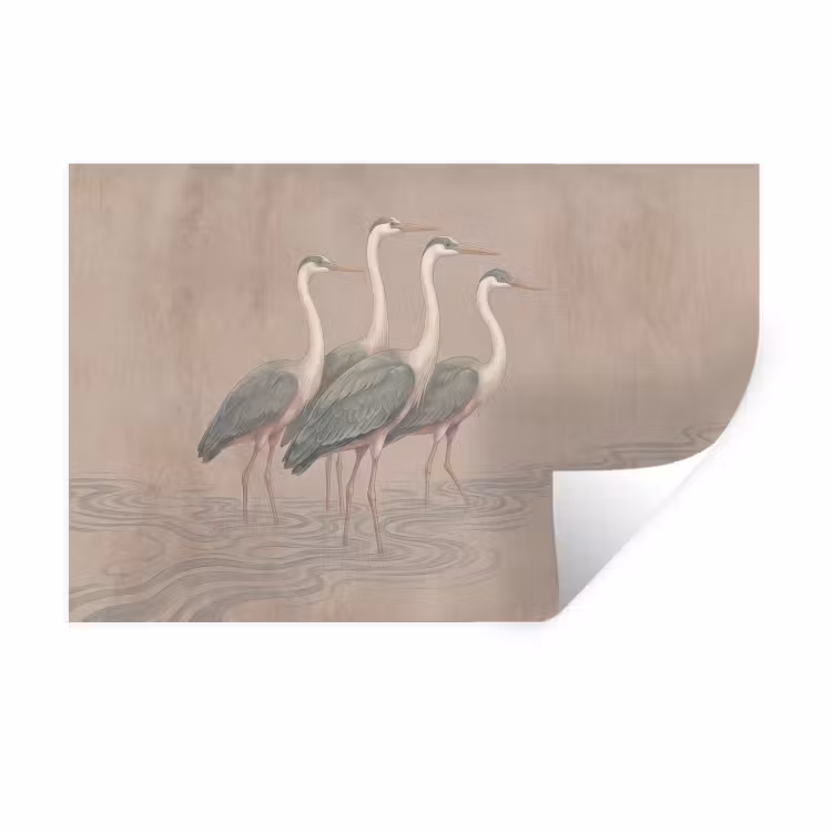 Vogel - Water - Natuur - Vintage Muursticker klein -3d