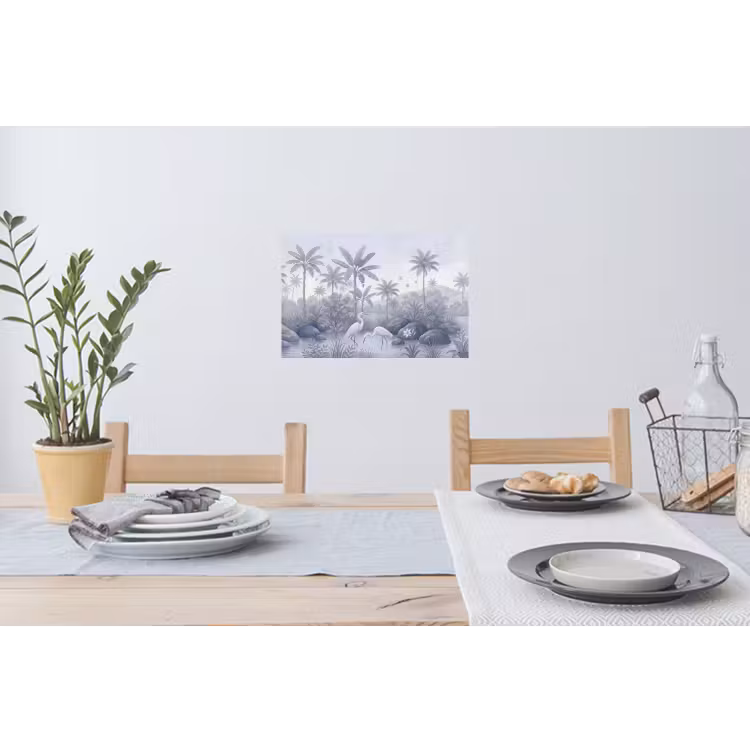 Vogel - Water - Tropisch - Natuur - Blauw Muursticker klein -eettafel