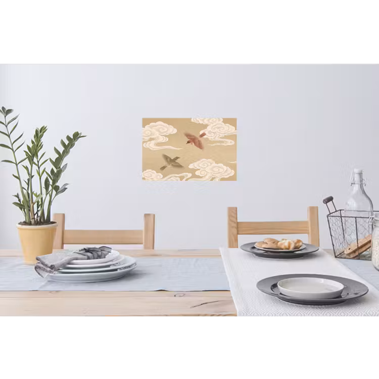 Vogels - Vliegen - Beige Muursticker klein -eettafel