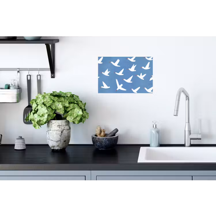 Vogels - Wit - Patroon Muursticker klein -keuken