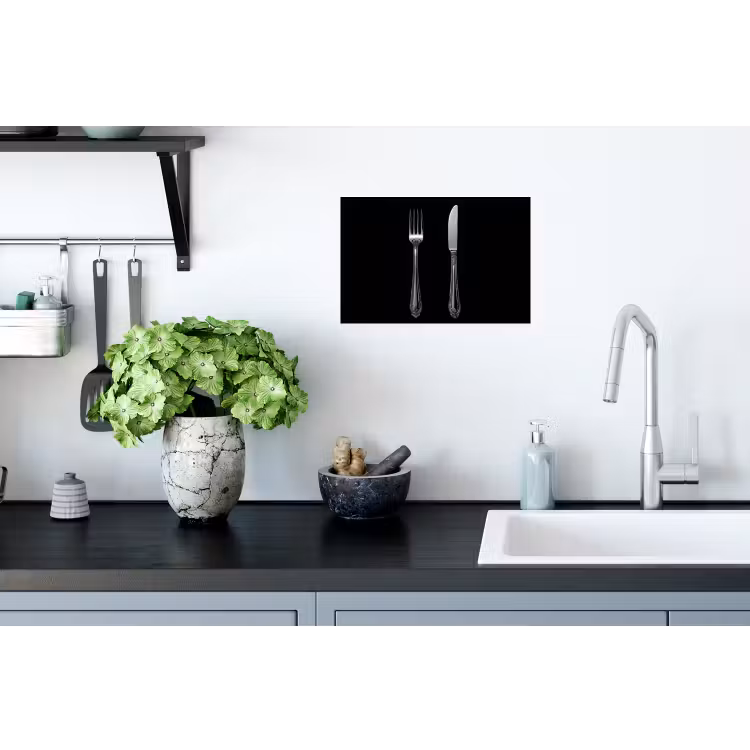 Vork - Mes - Zilver Muursticker klein -keuken