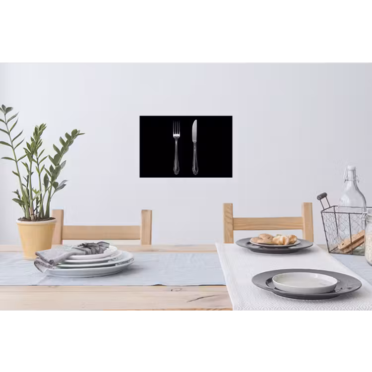 Vork - Mes - Zilver Muursticker klein -eettafel