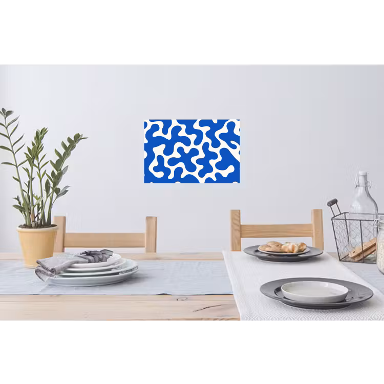 Vormen - Abstract - Blauw - Golven Muursticker klein -eettafel