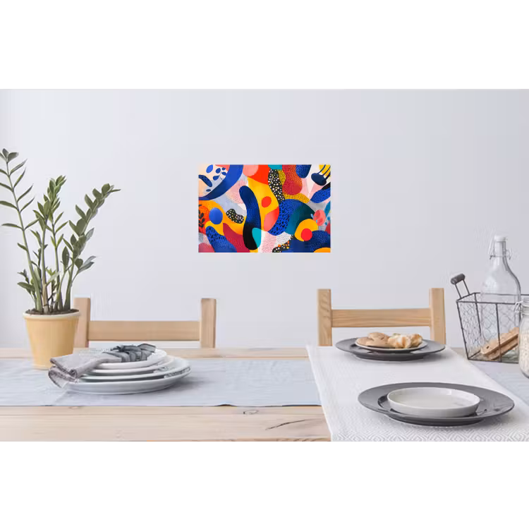 Vormen - Abstract - Stippels - Blauw Muursticker klein -eettafel