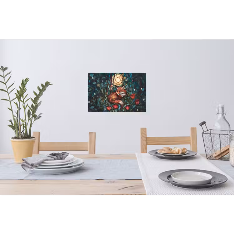 Vos - Mozaïek - Bos - Maan Muursticker klein -eettafel