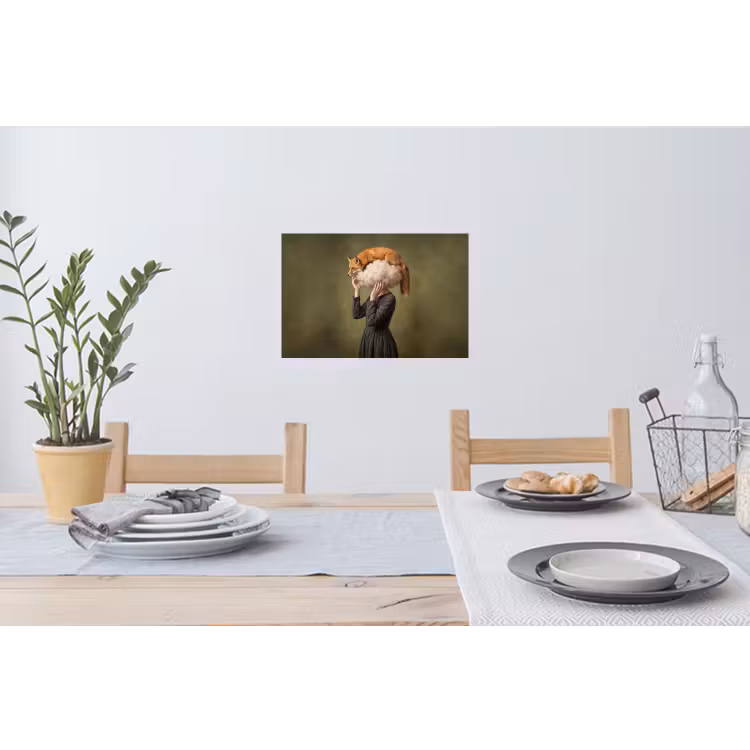 Vos - Surrealistisch - Groen Muursticker klein -eettafel