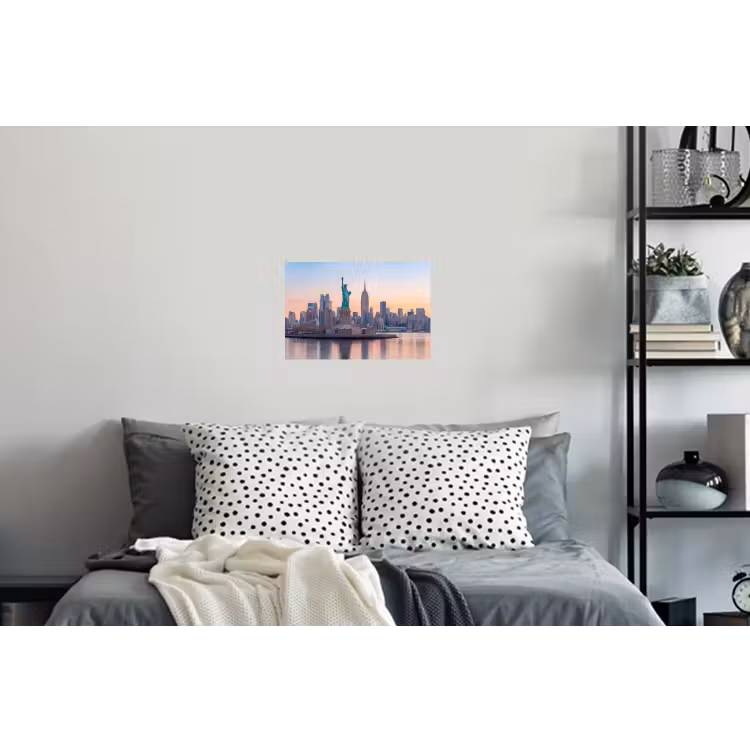 Vrijheidsbeeld - New York - Zonsopgang - Stad - Architectuur Muursticker klein -slaapkamer