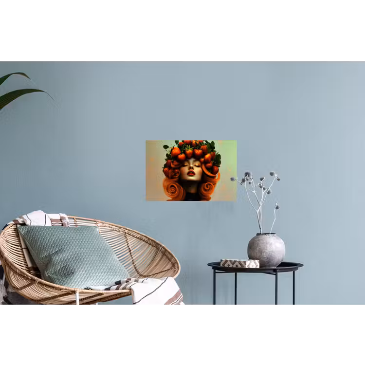 Vrouw - Aardbeien - Kroon Muursticker klein -plant