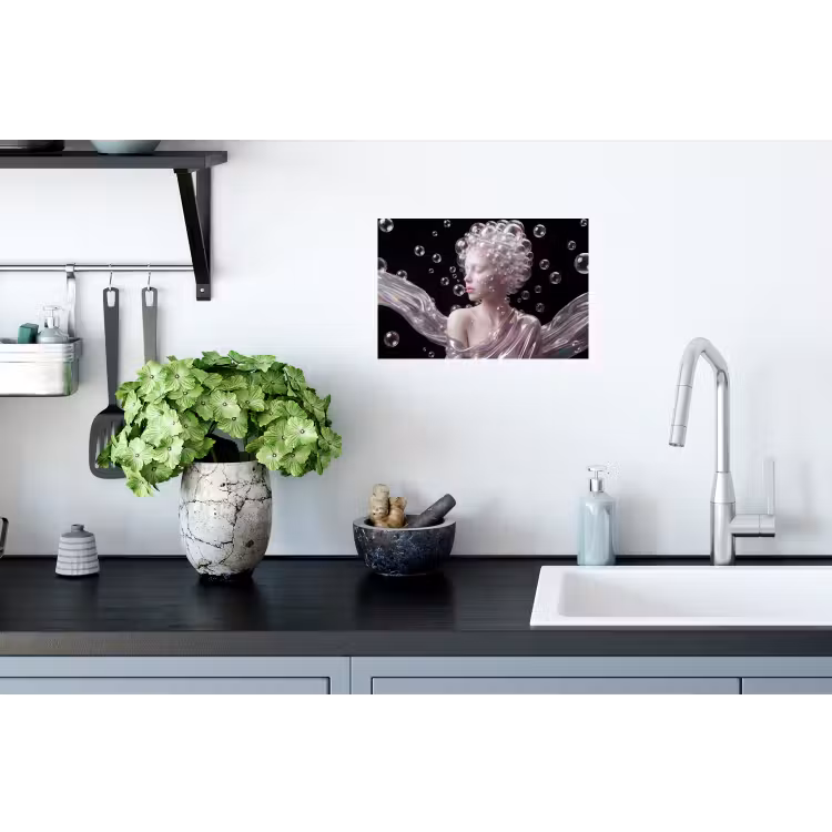 Vrouw - Bellen - Abstract - Kleurrijk Muursticker klein -keuken