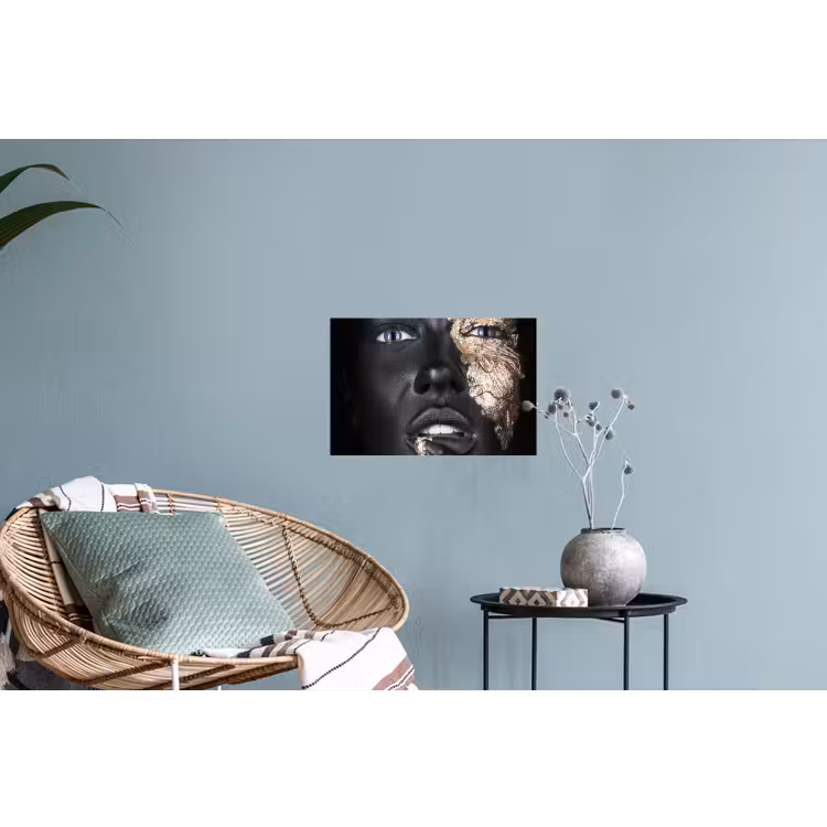 Vrouw - Bladgoud - Zwart - Huid - Luxe Muursticker klein -plant