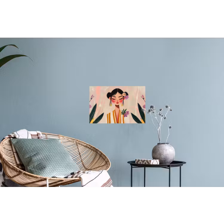 Vrouw - Bloemen - Pastel Muursticker klein -plant
