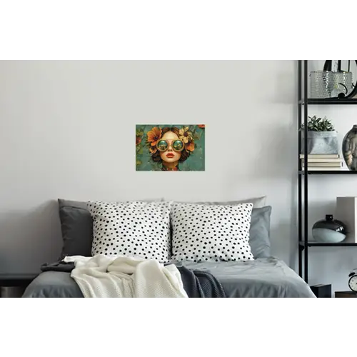 Vrouw - Bloemen - Vlinders - Natuur - Vintage Muursticker klein -slaapkamer