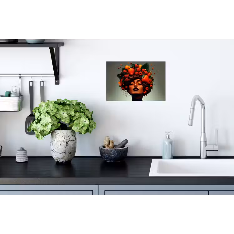 Vrouw - Chocolade - Frambozen - Aardbeien - Koekjes Muursticker klein -keuken