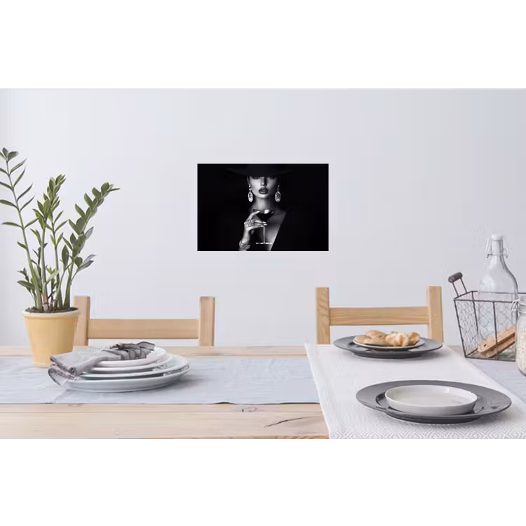 Vrouw - Cocktail - Chic Muursticker klein -eettafel